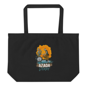 Bolsa de tela negra solidario con logo de Azada Verde